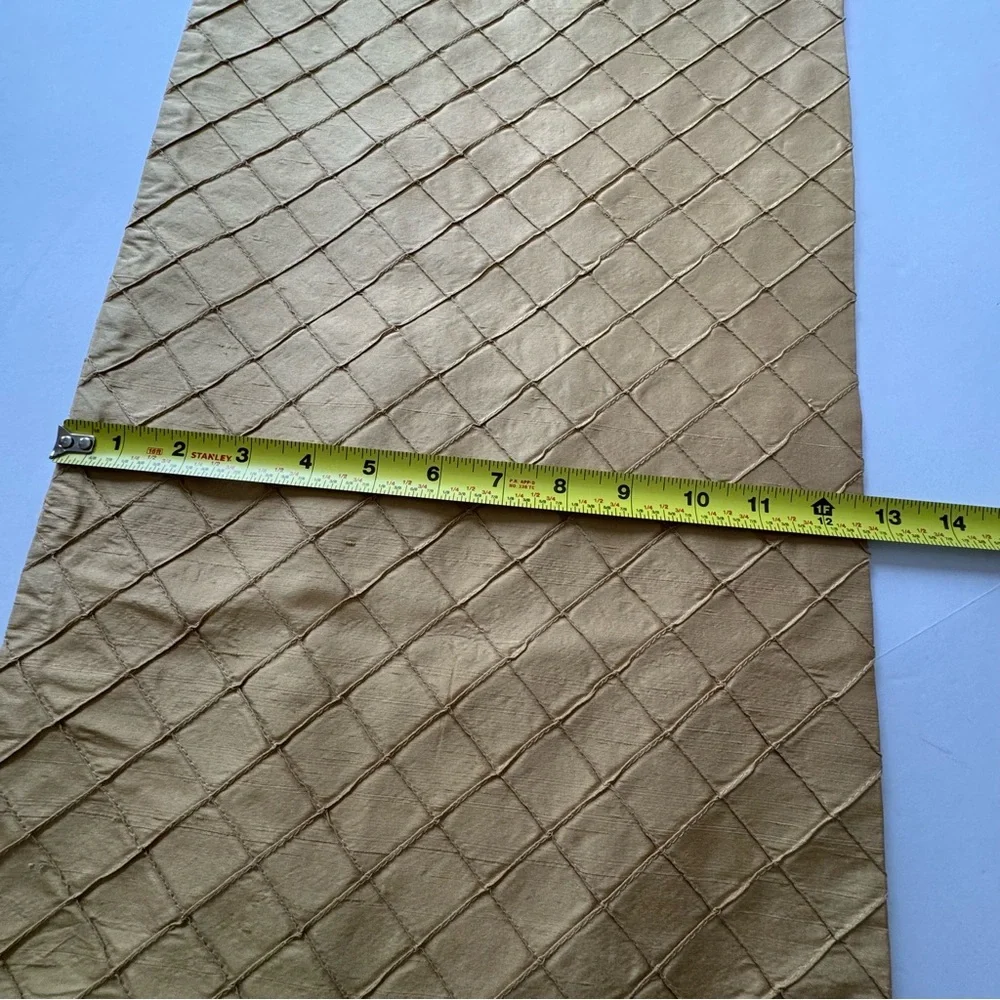 Custom Raw Silk Gold Diamond Stitch Table Runner Tassels 80”